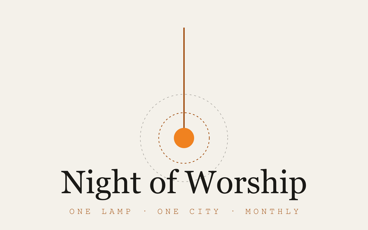 "Night of Worship" event artwork (DEV EXAMPLE — brand-system art)