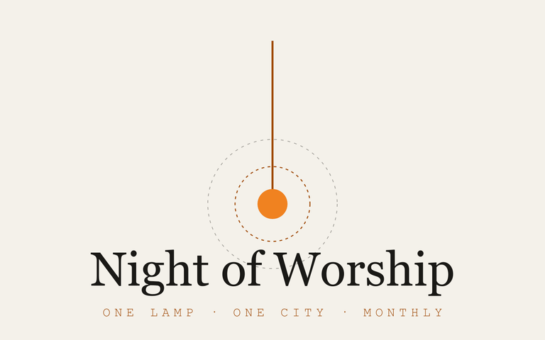 "Night of Worship" event artwork (DEV EXAMPLE — brand-system art)